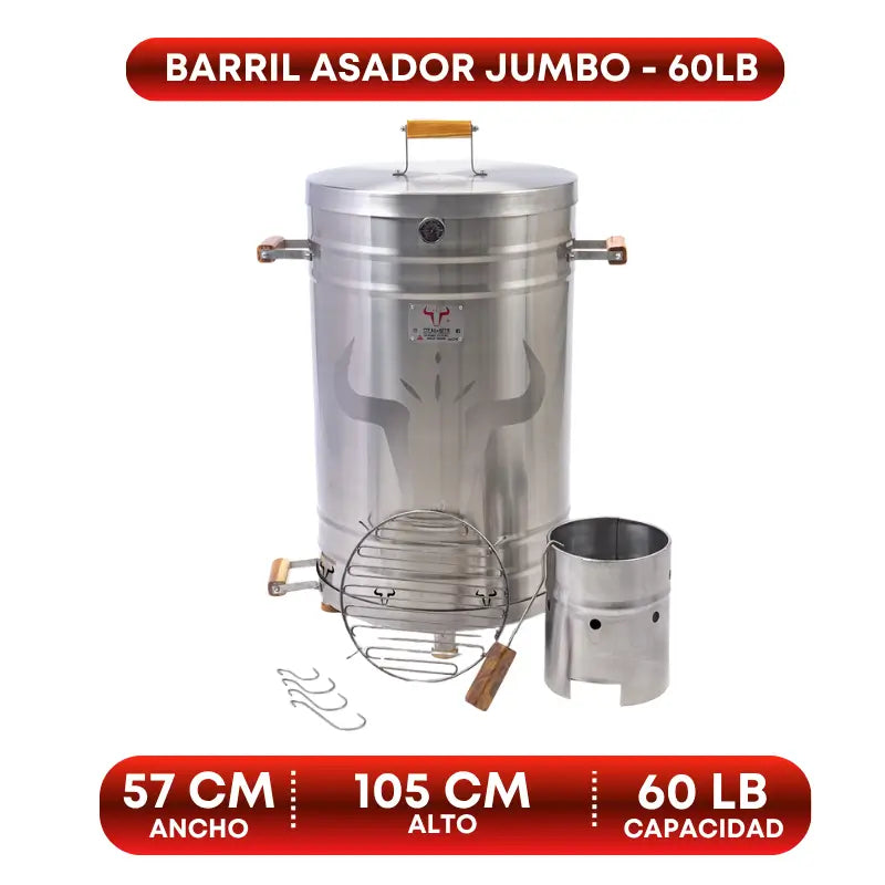 Barril Asador en acero inoxidable + Dispensador de licor GRATIS