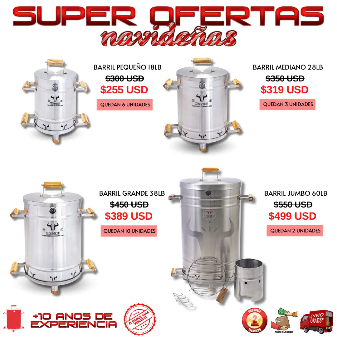 Oferta Navideña - Barril Asador en acero inoxidable